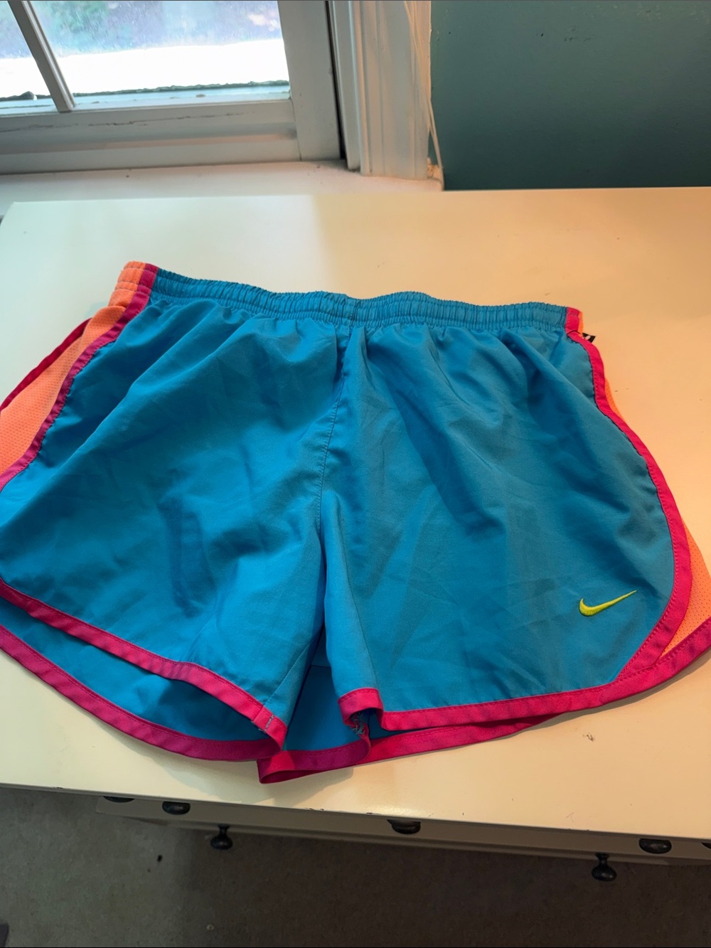 Nike Women’s Turquoise Athletic Shorts with Pink Trim